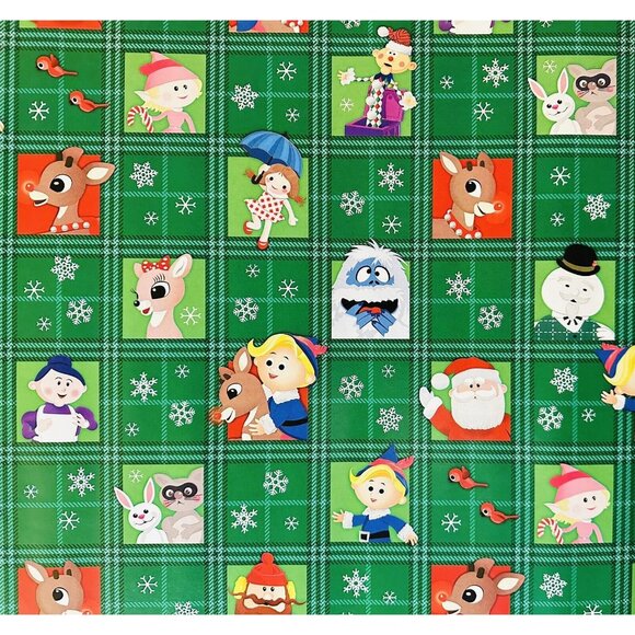 Hallmark Wrapping Paper Christmas Rudolph The Red Nosed Reindeer Green 35 Sq Ft. - Picture 1 of 3